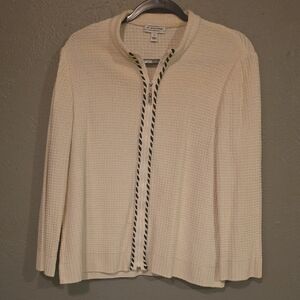 Elegant Cream Cardigan with Black Accents
